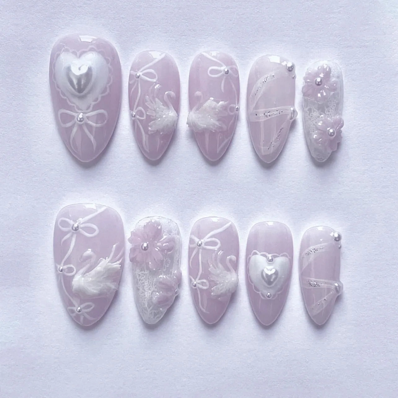 24 pièces ongles en 3D - couleurs multiples