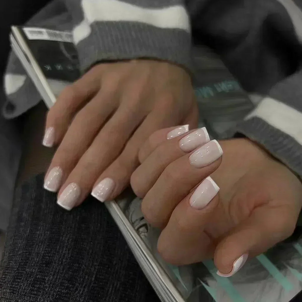 Faux ongles détachable style french carré