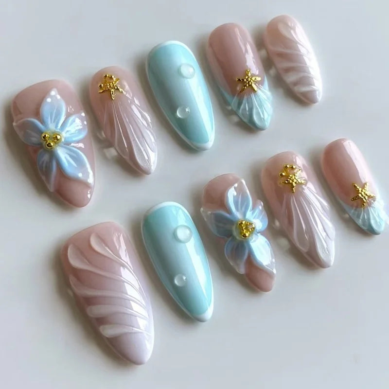 24 pièces ongles en 3D - couleurs multiples