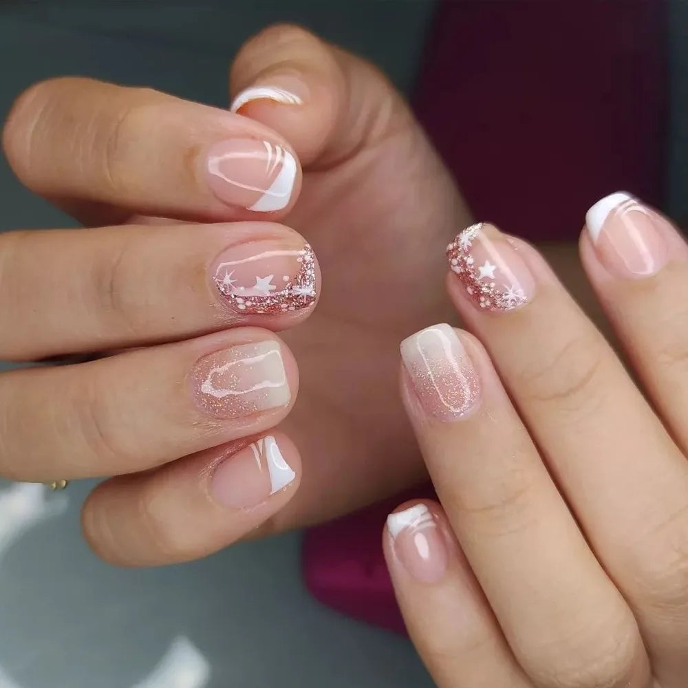 Faux ongles détachable style french carré