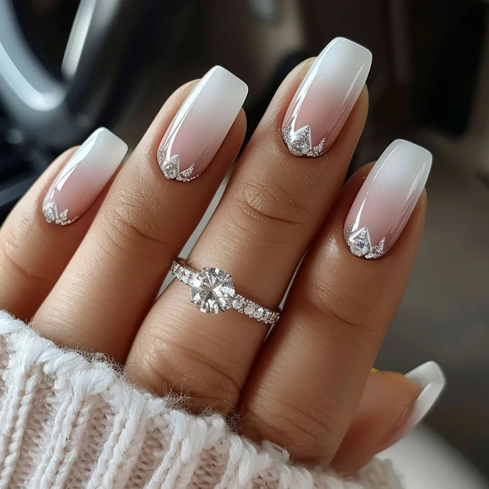 Faux ongles détachable style french carré