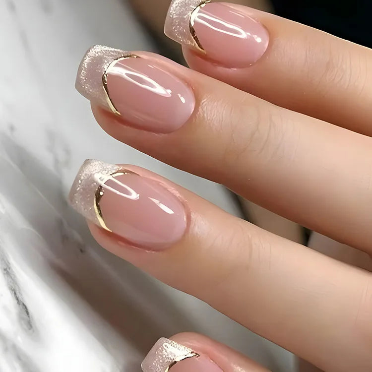 Faux ongles détachable style french carré