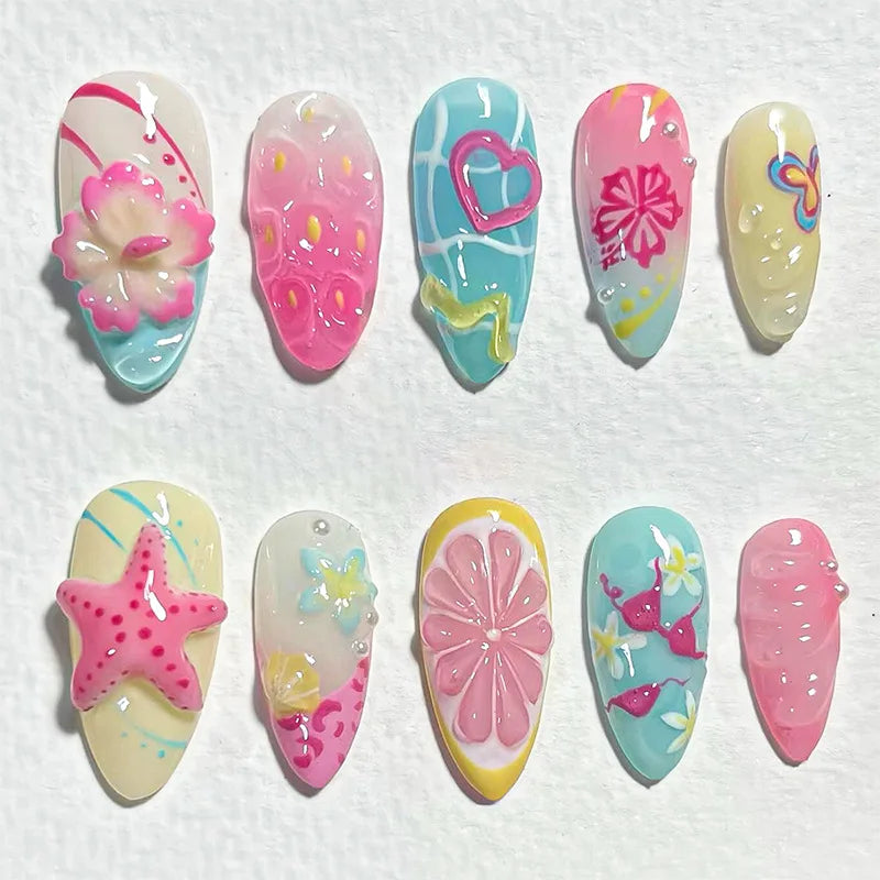 24 pièces ongles en 3D - couleurs multiples