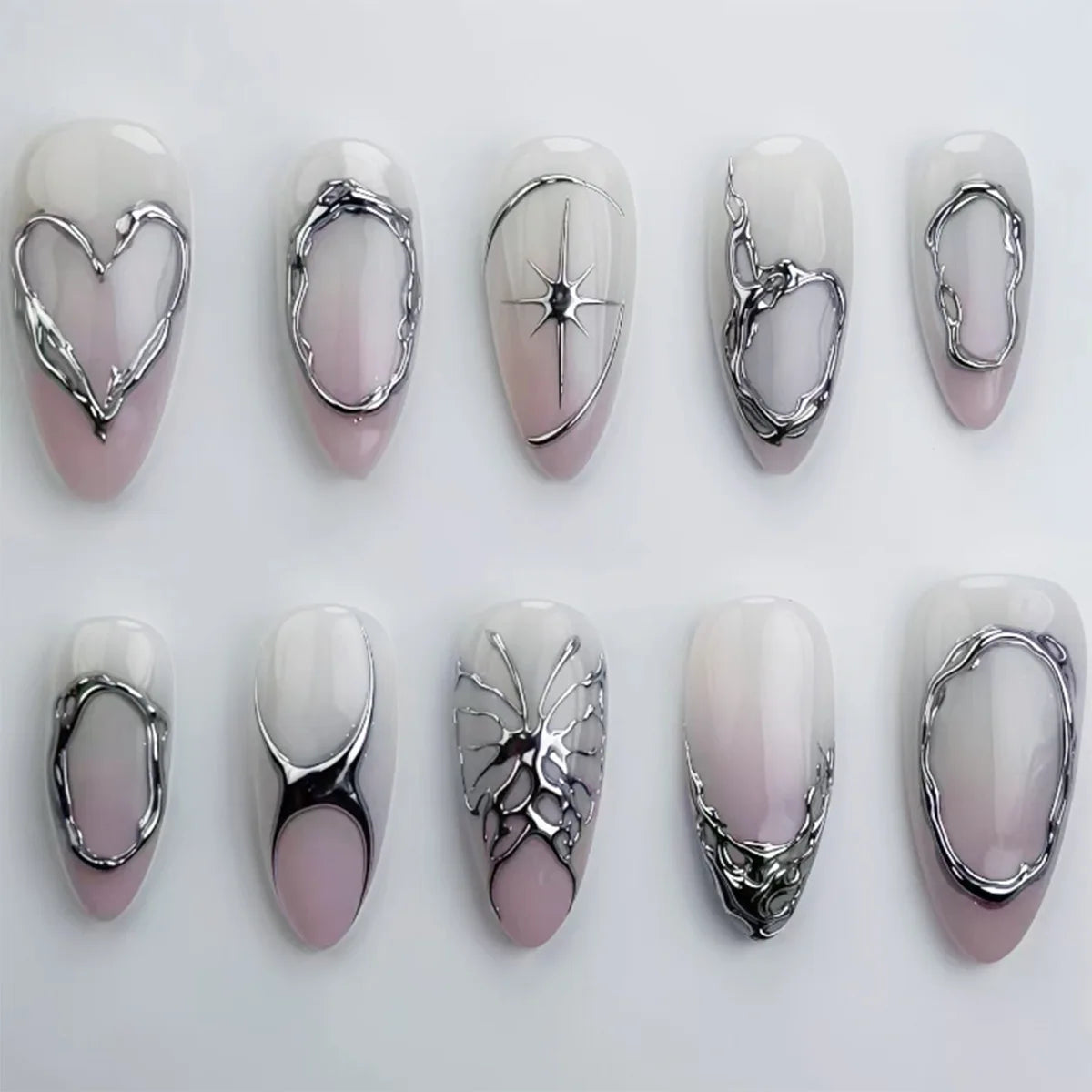 24 pièces ongles en 3D - couleurs multiples