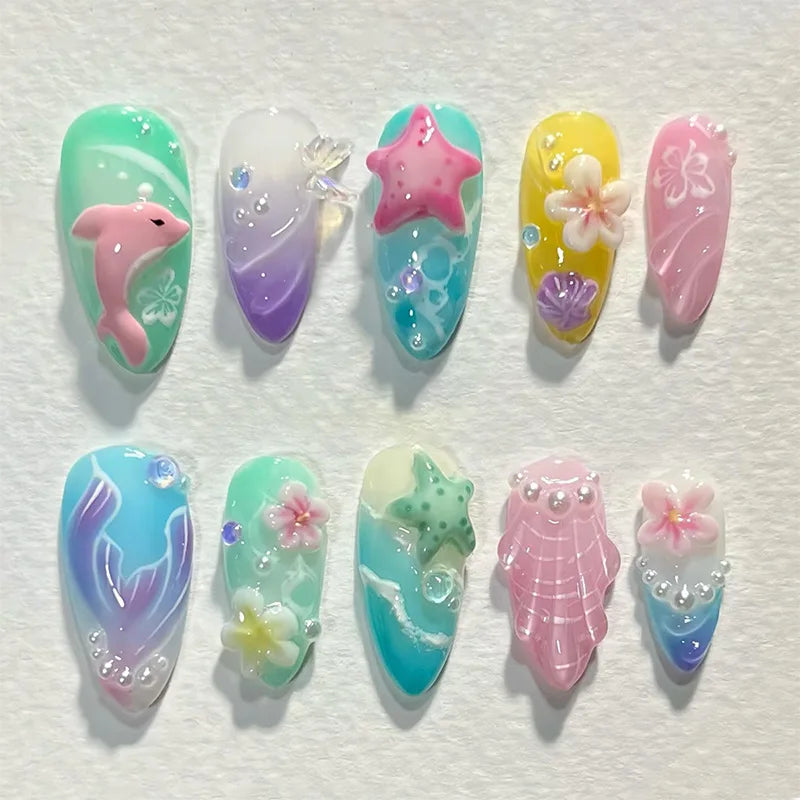 24 pièces ongles en 3D - couleurs multiples